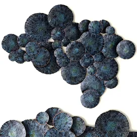 Teal hammered wall